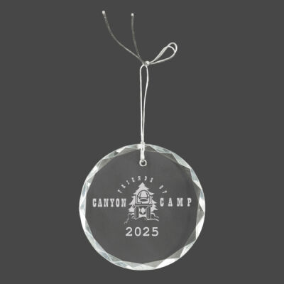 Friends of Canyon Camp  - 3 1/4" Clear Round Glass Ornament with Silver String Thumbnail