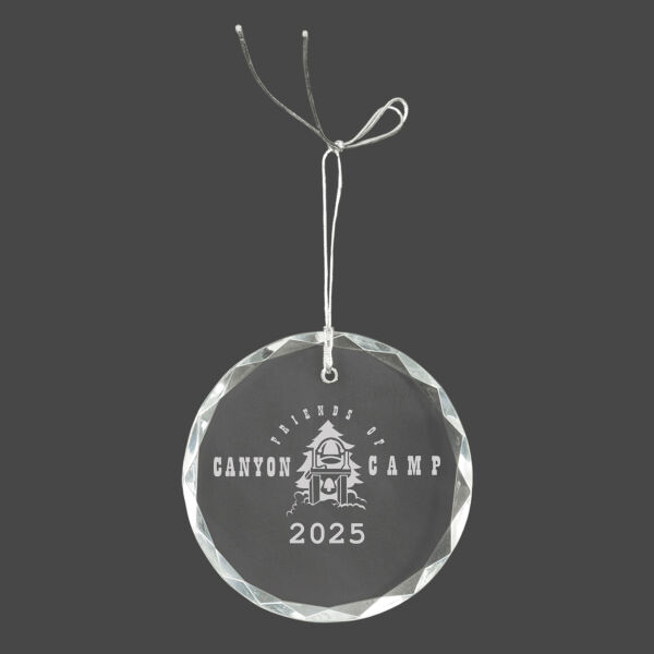 Friends of Canyon Camp  - 3 1/4" Clear Round Glass Ornament with Silver String Thumbnail