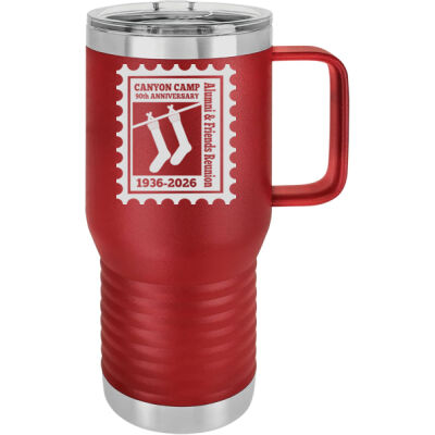 Friends of Canyon Camp Anniversary Logo - Premium Polar Camel 20oz Travel Mug Thumbnail