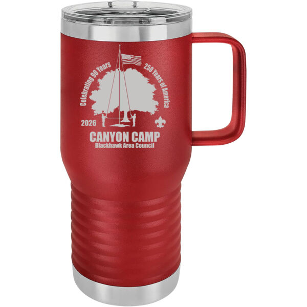 Friends of Canyon Camp Anniversary Logo - Premium Polar Camel 20oz Travel Mug Thumbnail